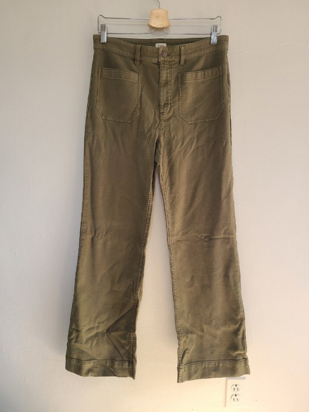 Faherty Stretch Terry Patch Pocket Ankle Pant Island Olive size 31k